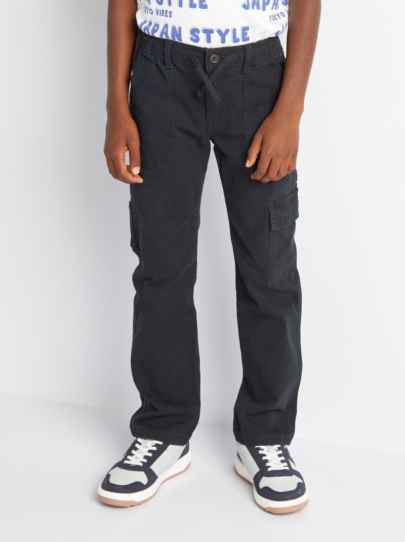 Pantalon multipoches noir - Kiabi