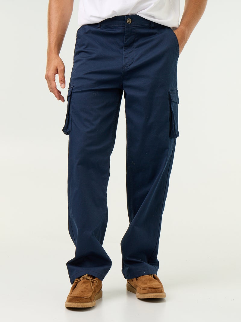 Pantalon multipoches relaxed fit Bleu - Kiabi