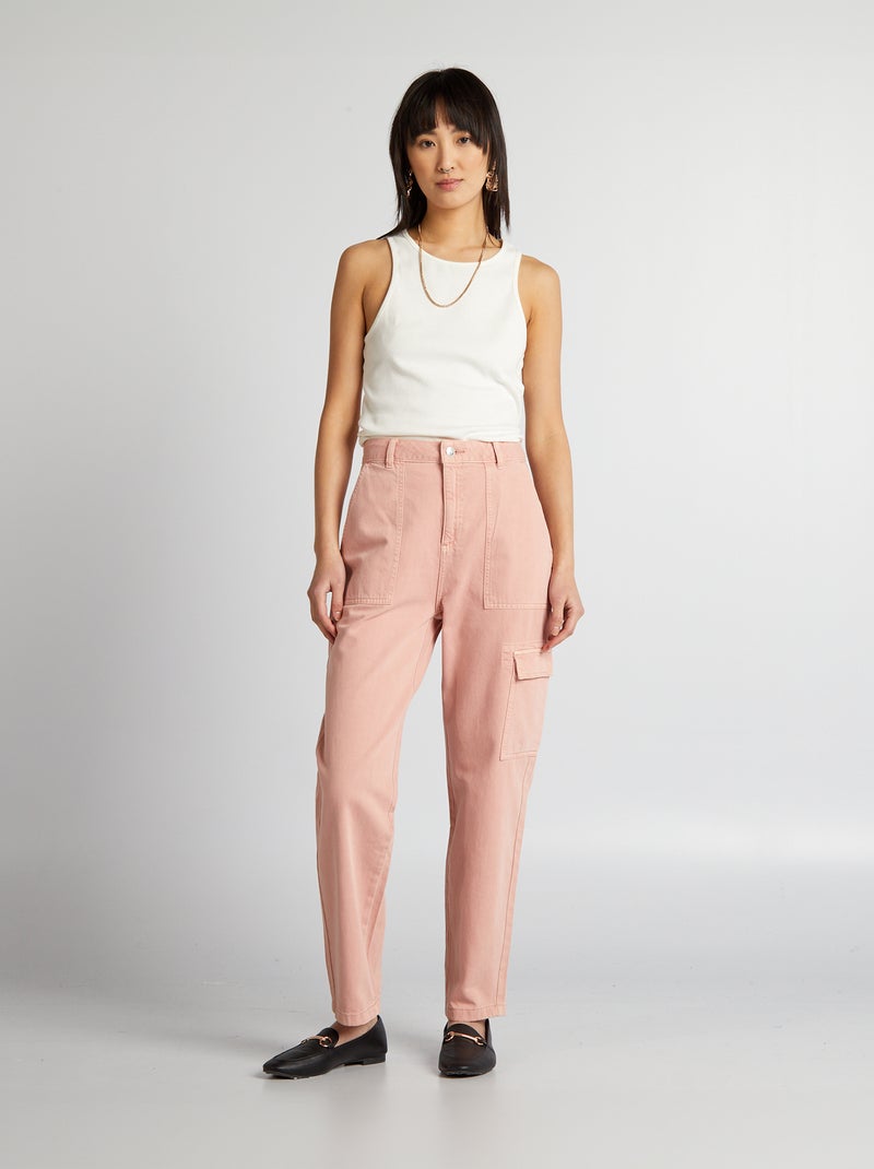 Pantalon multipoches Rose - Kiabi