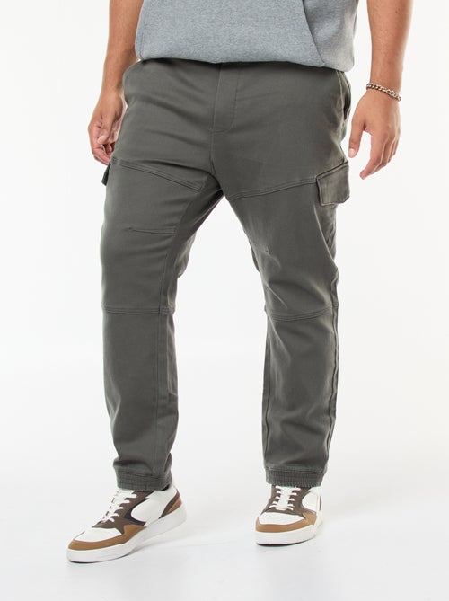 Pantalon multipoches uni avec ceinture élastiquée - Kiabi
