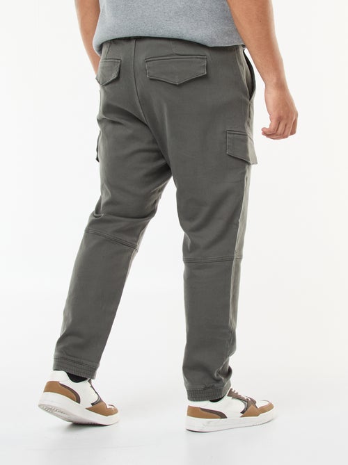 Pantalon multipoches uni avec ceinture élastiquée - Kiabi