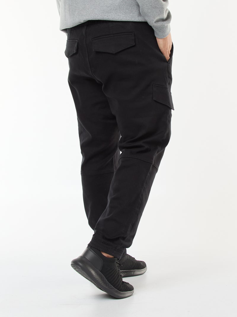 Pantalon multipoches uni avec ceinture élastiquée Noir - Kiabi