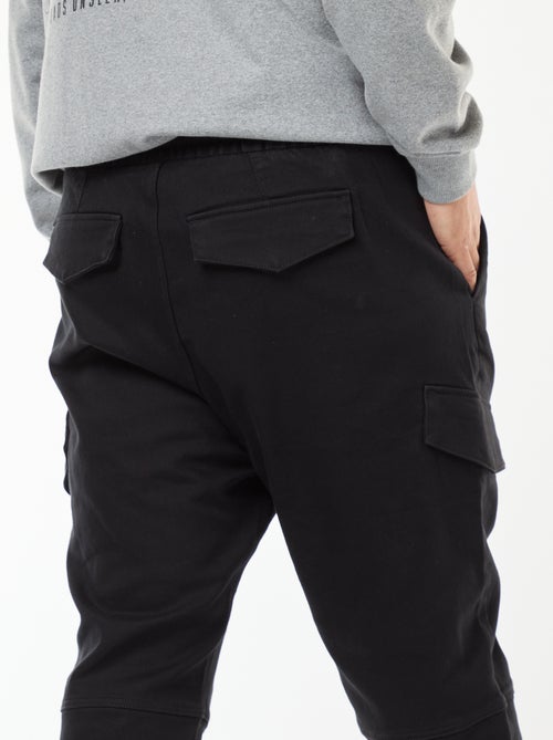 Pantalon multipoches uni avec ceinture élastiquée - Kiabi