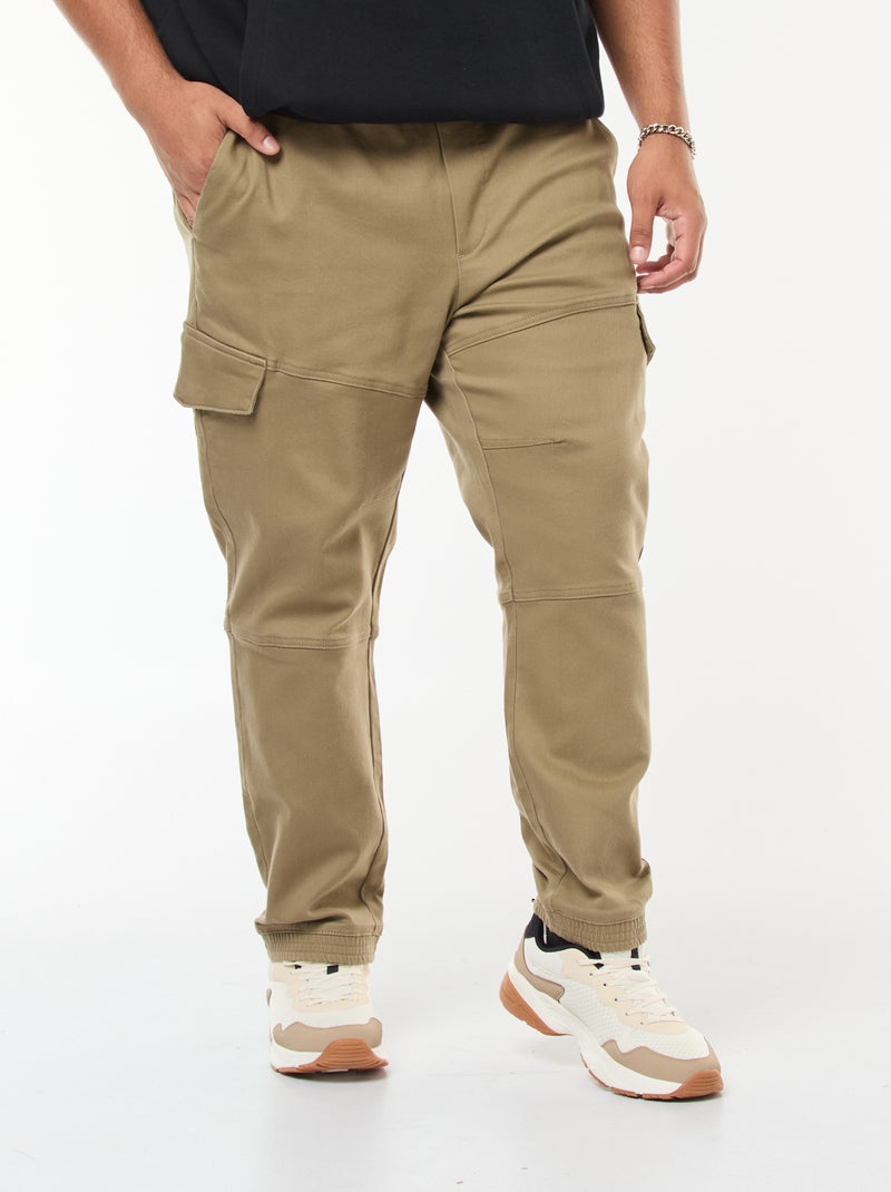 Pantalon multipoches uni avec ceinture élastiquée Vert - Kiabi