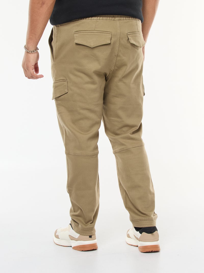Pantalon multipoches uni avec ceinture élastiquée Vert - Kiabi