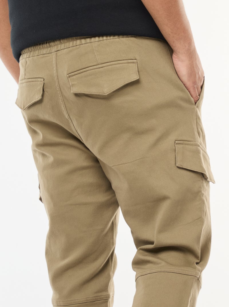 Pantalon multipoches uni avec ceinture élastiquée Vert - Kiabi