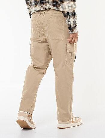 Pantalon multipoches uni avec passant pour ceinture