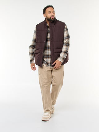 Pantalon multipoches uni avec passant pour ceinture