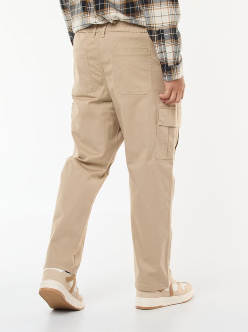 Pantalon multipoches uni avec passant pour ceinture - Kiabi