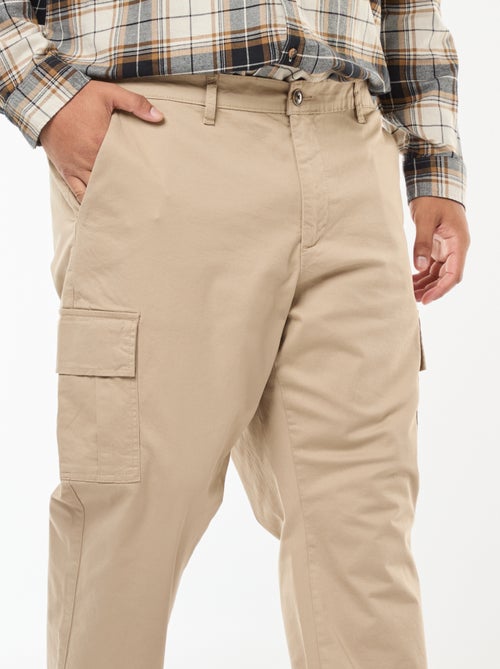 Pantalon multipoches uni avec passant pour ceinture - Kiabi