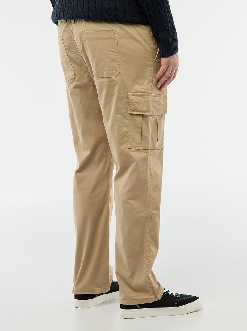 Pantalon multipoches uni avec passant pour ceinture Beige - Kiabi