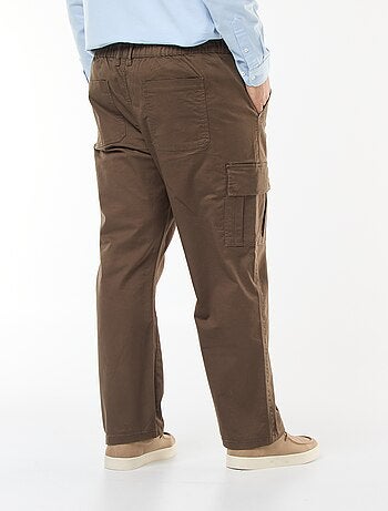 Pantalon multipoches uni avec passant pour ceinture