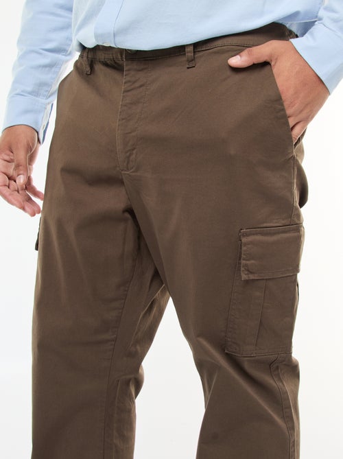 Pantalon multipoches uni avec passant pour ceinture - Kiabi