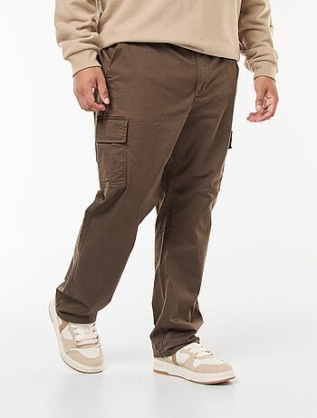 Pantalon multipoches uni avec passant pour ceinture