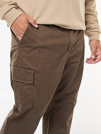 Pantalon multipoches uni avec passant pour ceinture