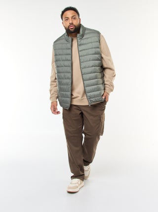 Pantalon multipoches uni avec passant pour ceinture