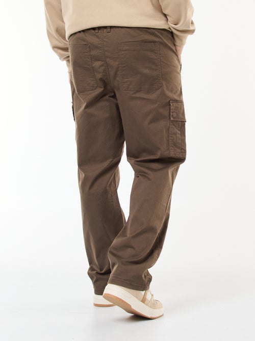 Pantalon multipoches uni avec passant pour ceinture - Kiabi