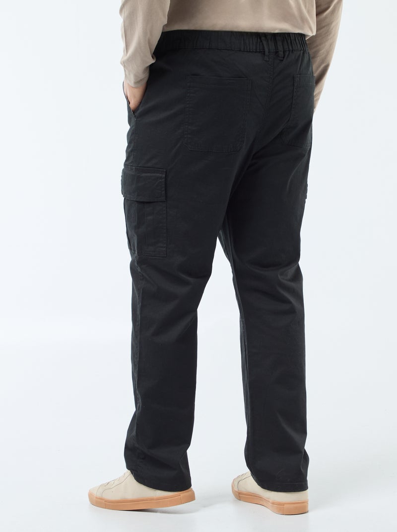 Pantalon multipoches uni avec passant pour ceinture Noir - Kiabi