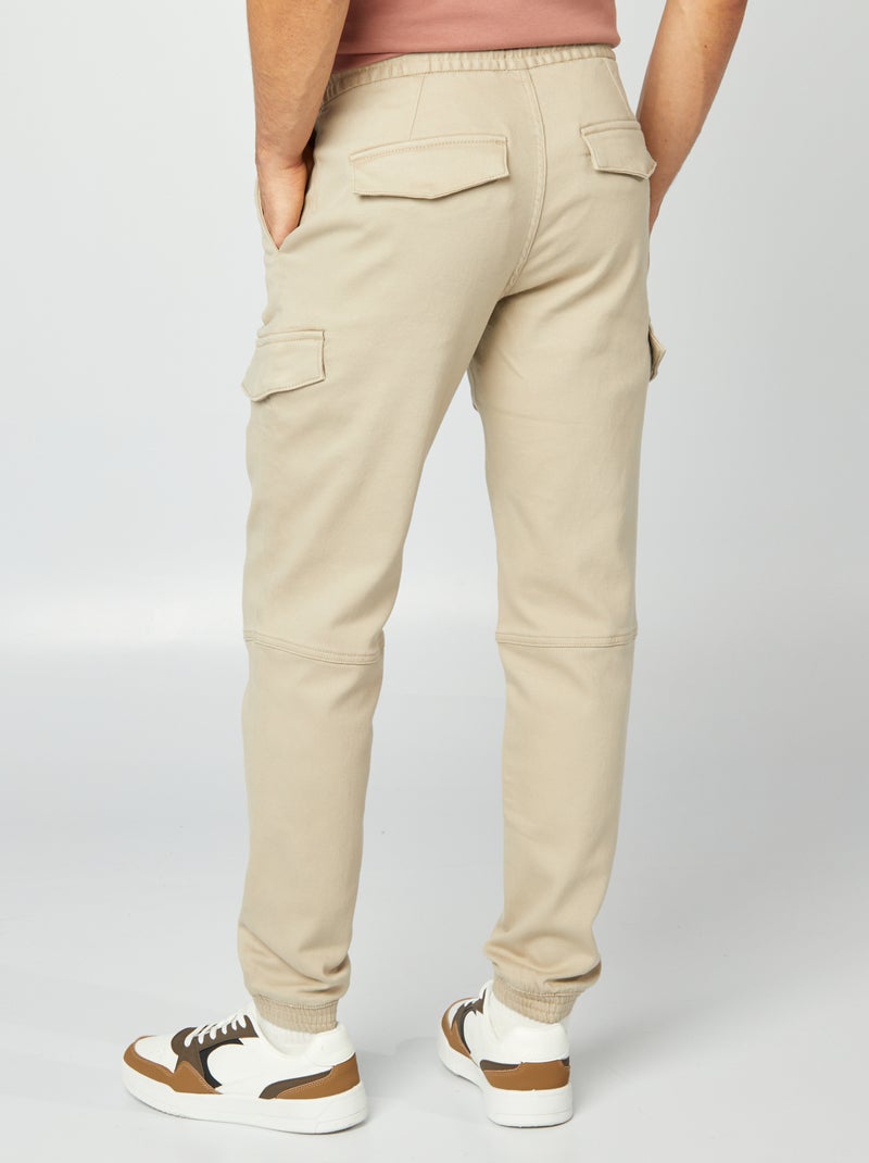 Pantalon multipoches uni beige - Kiabi