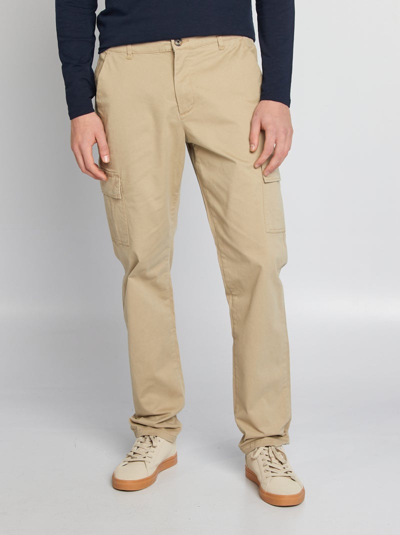 Pantalon multipoches uni Beige - Kiabi