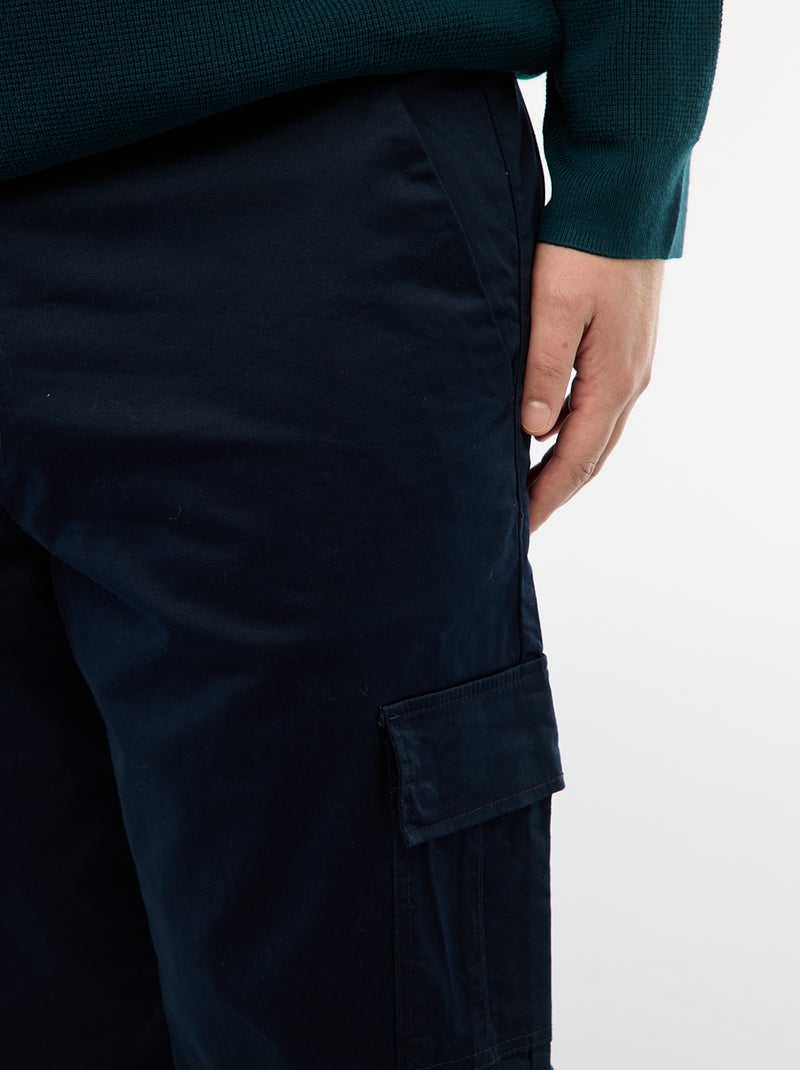 Pantalon multipoches uni Bleu - Kiabi