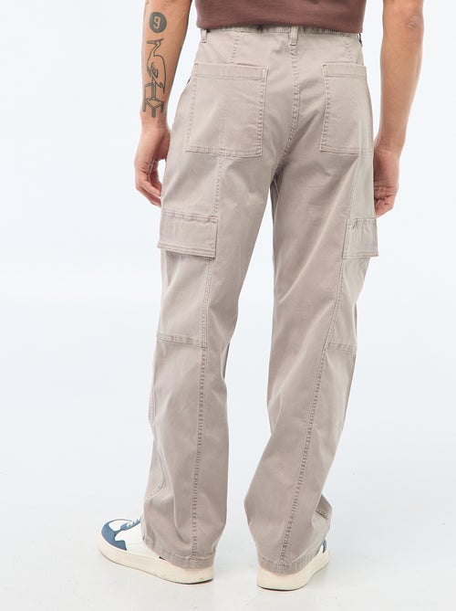 Pantalon multipoches uni coupe droite / Regular Fit - Kiabi