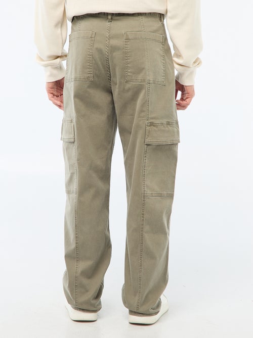 Pantalon multipoches uni coupe droite / Regular Fit - Kiabi