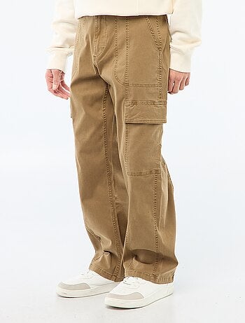 Pantalon multipoches uni coupe droite / Regular Fit