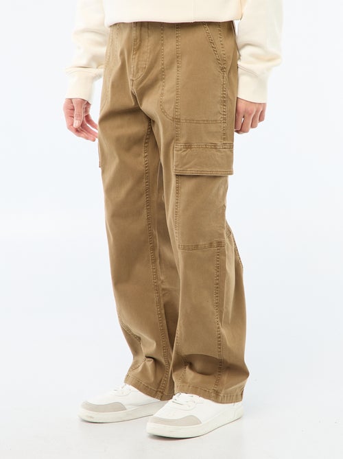 Pantalon multipoches uni coupe droite / Regular Fit - Kiabi