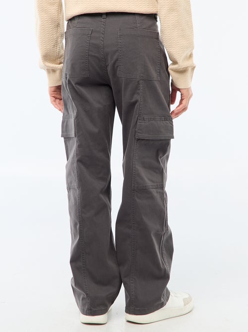 Pantalon multipoches uni coupe droite / Regular Fit - Kiabi