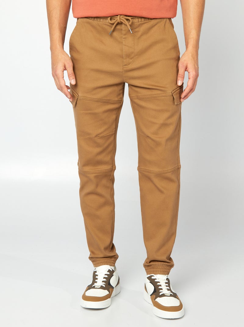 Pantalon multipoches uni Marron - Kiabi