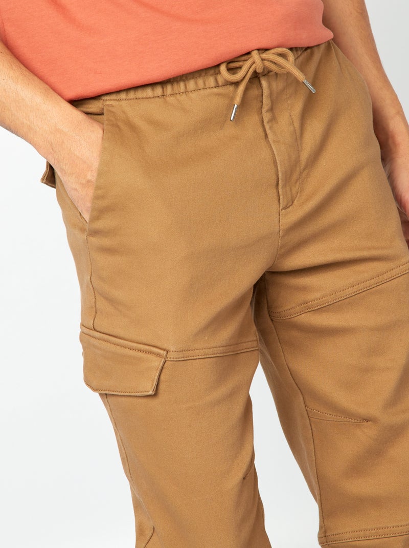 Pantalon multipoches uni Marron - Kiabi