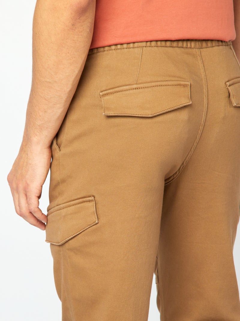 Pantalon multipoches uni Marron - Kiabi