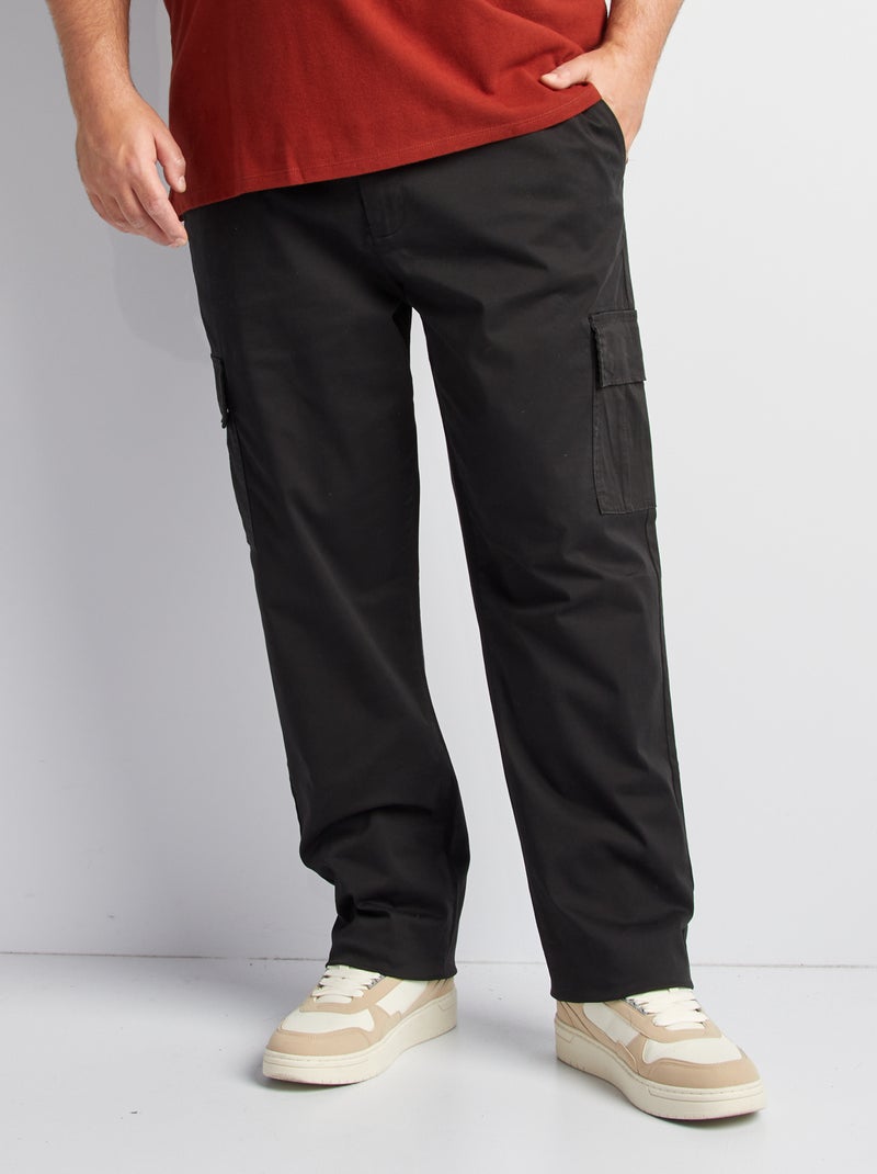 Pantalon multipoches uni noir - Kiabi