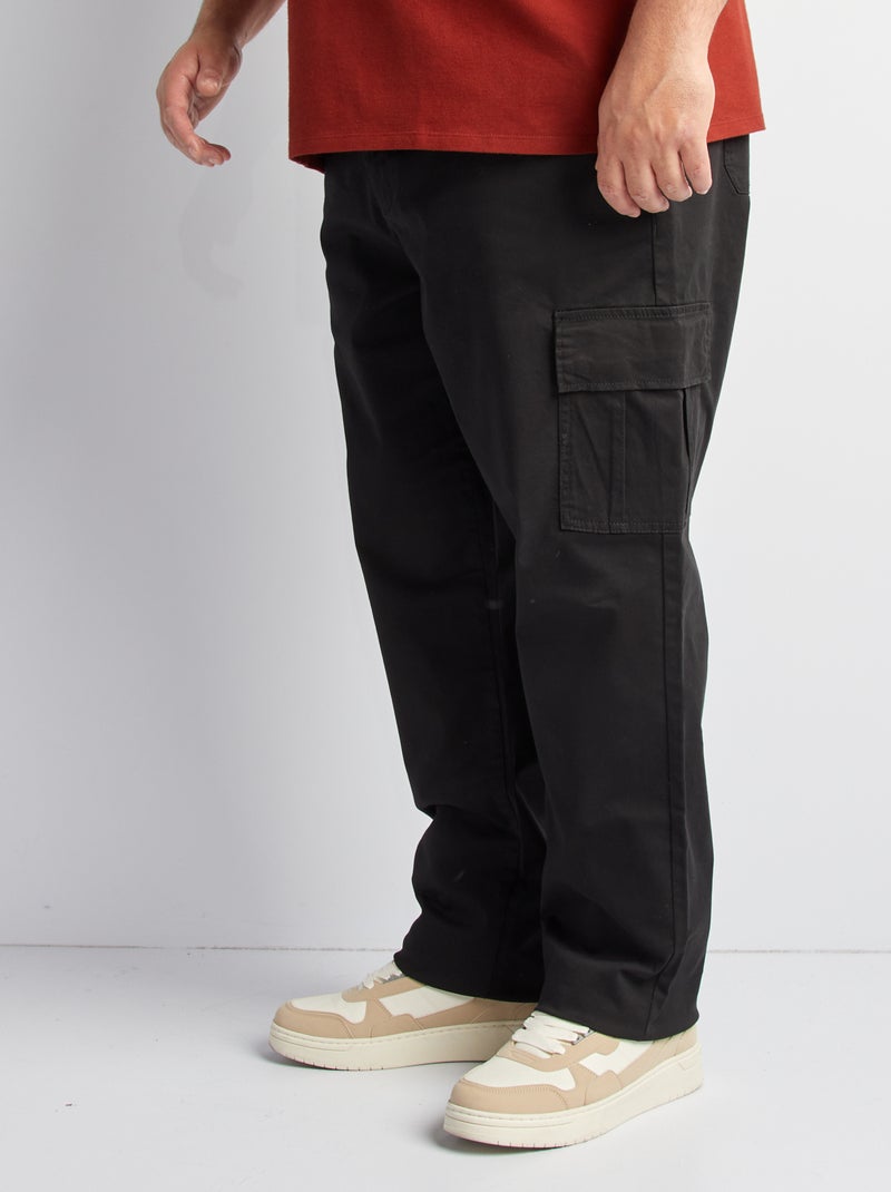 Pantalon multipoches uni noir - Kiabi