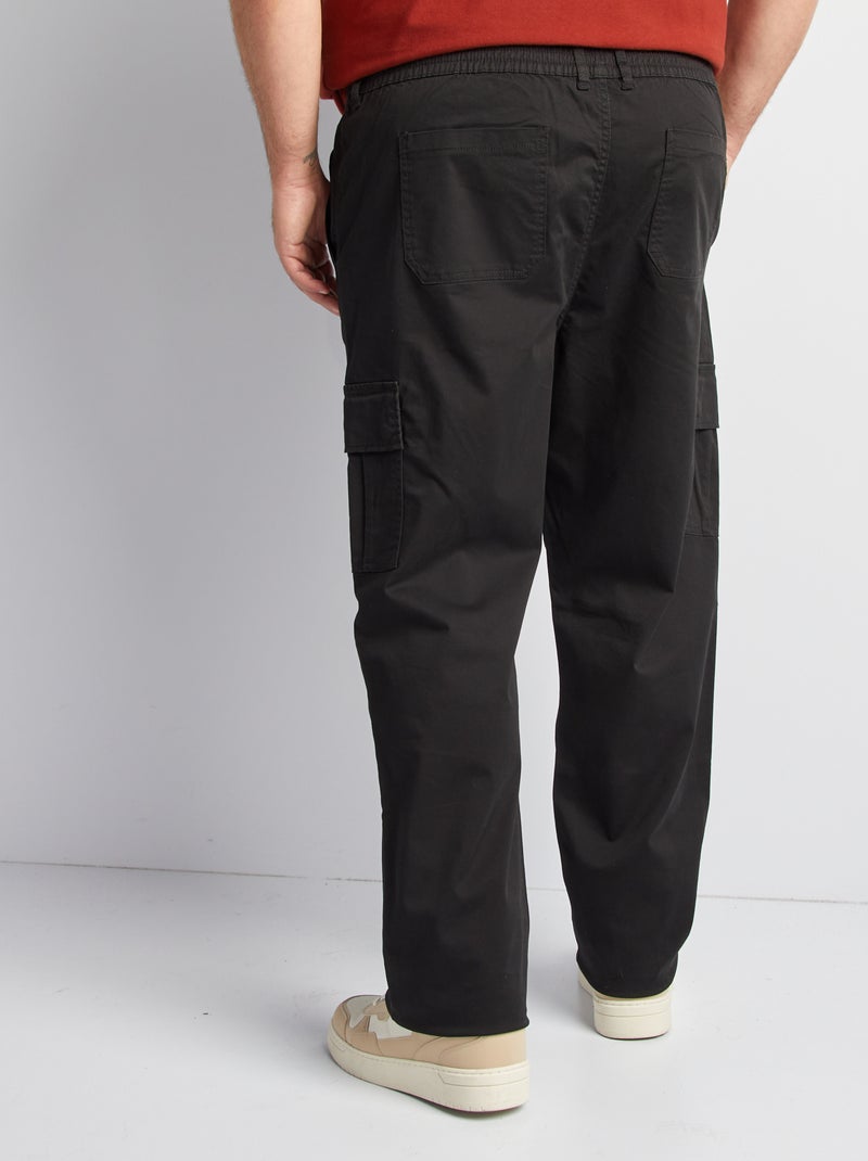 Pantalon multipoches uni noir - Kiabi