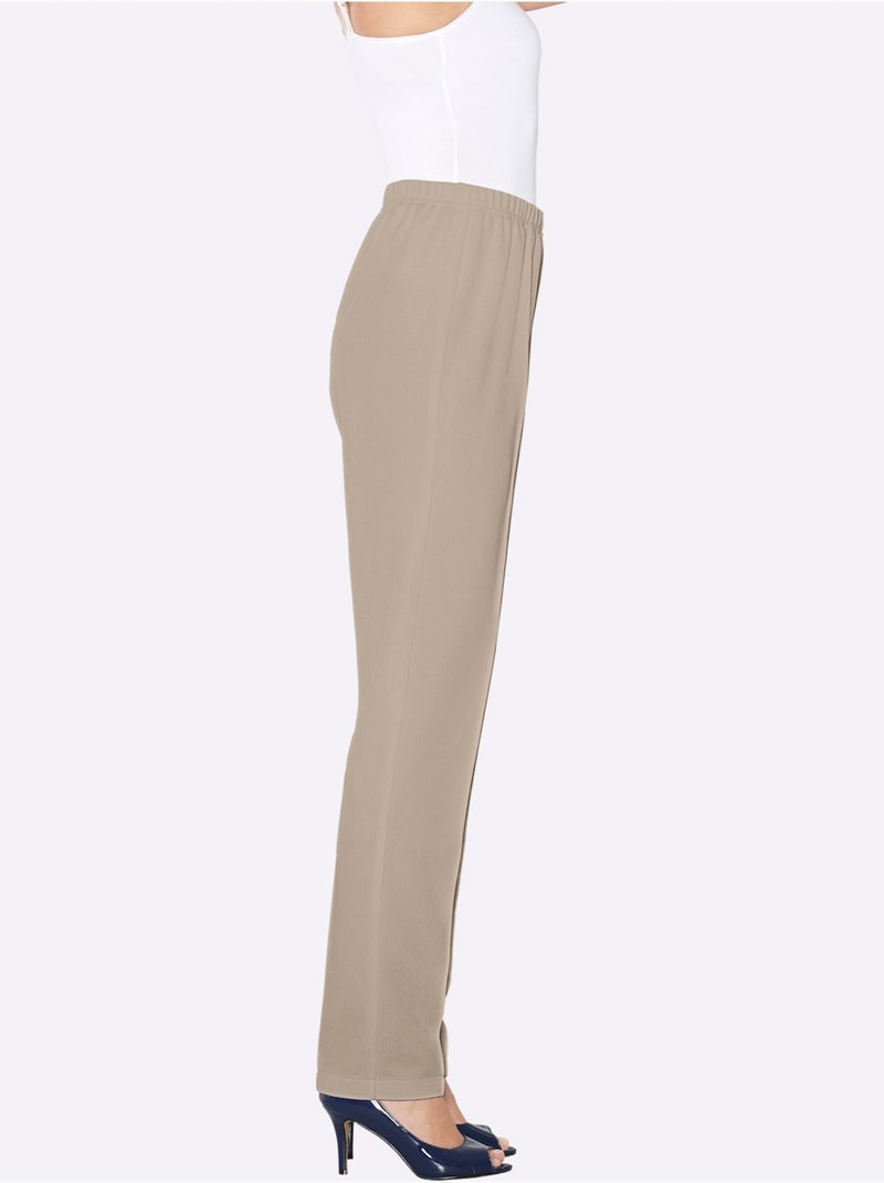 Pantalon Nervures Affinantes - Taille Courte - Moda Vilona Beige - Kiabi