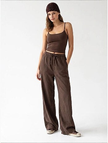Pantalon palazzo à jambe large en tencel mixray