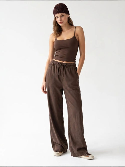 Pantalon palazzo à jambe large en tencel mixray - Kiabi Pantalon palazzo à jambe large en tencel mixray - Kiabi