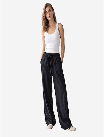 Pantalon palazzo à jambe large en tencel mixray