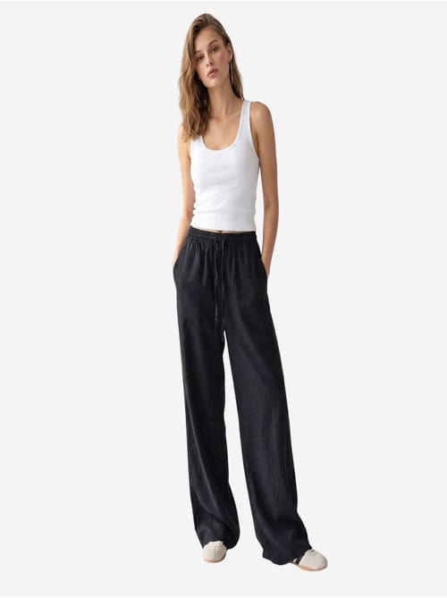Pantalon palazzo à jambe large en tencel mixray - Kiabi Pantalon palazzo à jambe large en tencel mixray - Kiabi