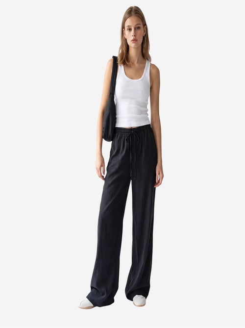 Pantalon palazzo à jambe large en tencel mixray - Kiabi Pantalon palazzo à jambe large en tencel mixray - Kiabi