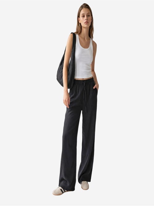 Pantalon palazzo à jambe large en tencel mixray - Kiabi Pantalon palazzo à jambe large en tencel mixray - Kiabi