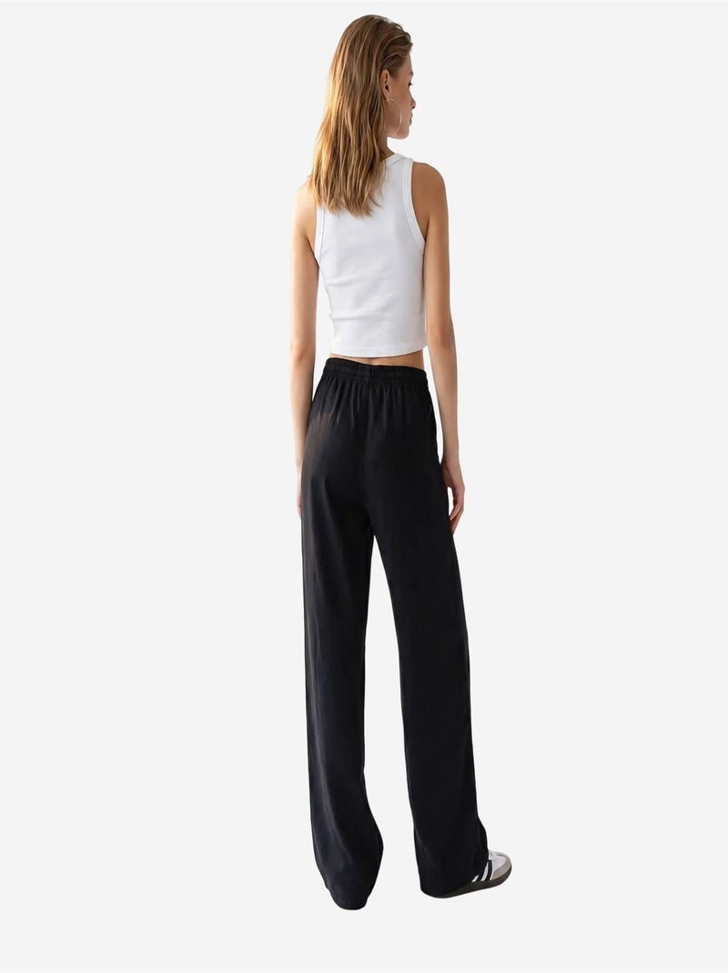 Pantalon palazzo à jambe large en tencel mixray Noir - Kiabi