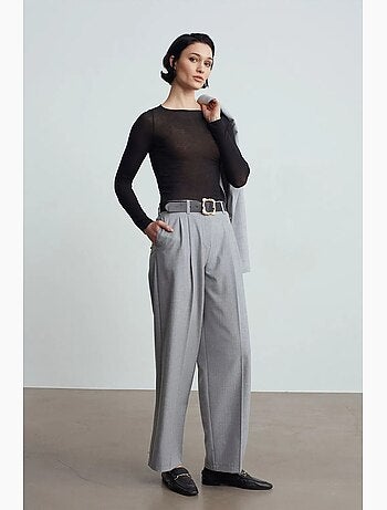 Pantalon palazzo à jambe large et ceinture dilvin