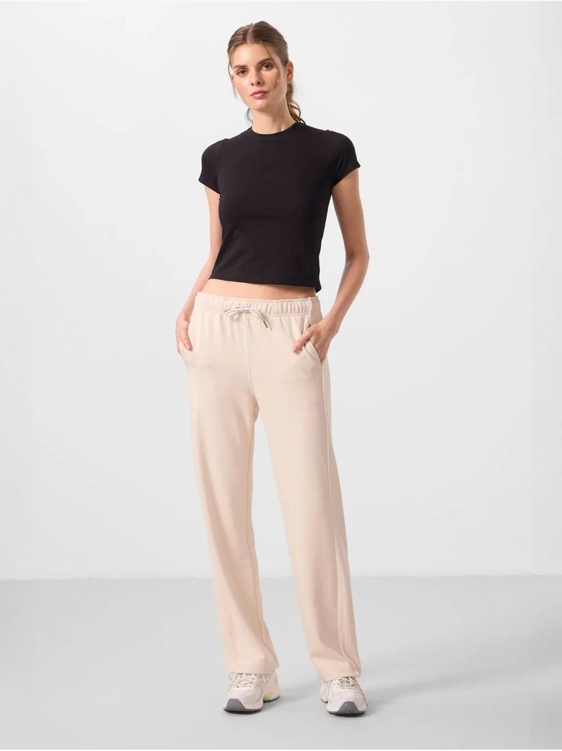 Pantalon palazzo à jambe large tommy Beige argile - Kiabi