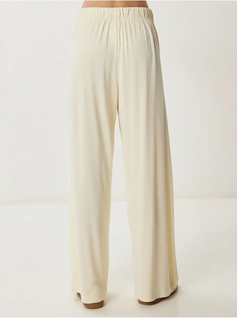 Pantalon palazzo à jambes larges et à enfiler istanbul Jaune citron - Kiabi