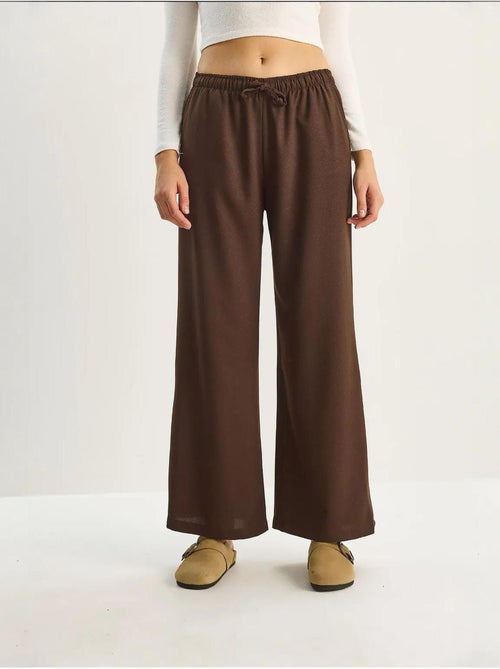 Pantalon palazzo à jambes larges et fermeture à nouer lucci - Kiabi