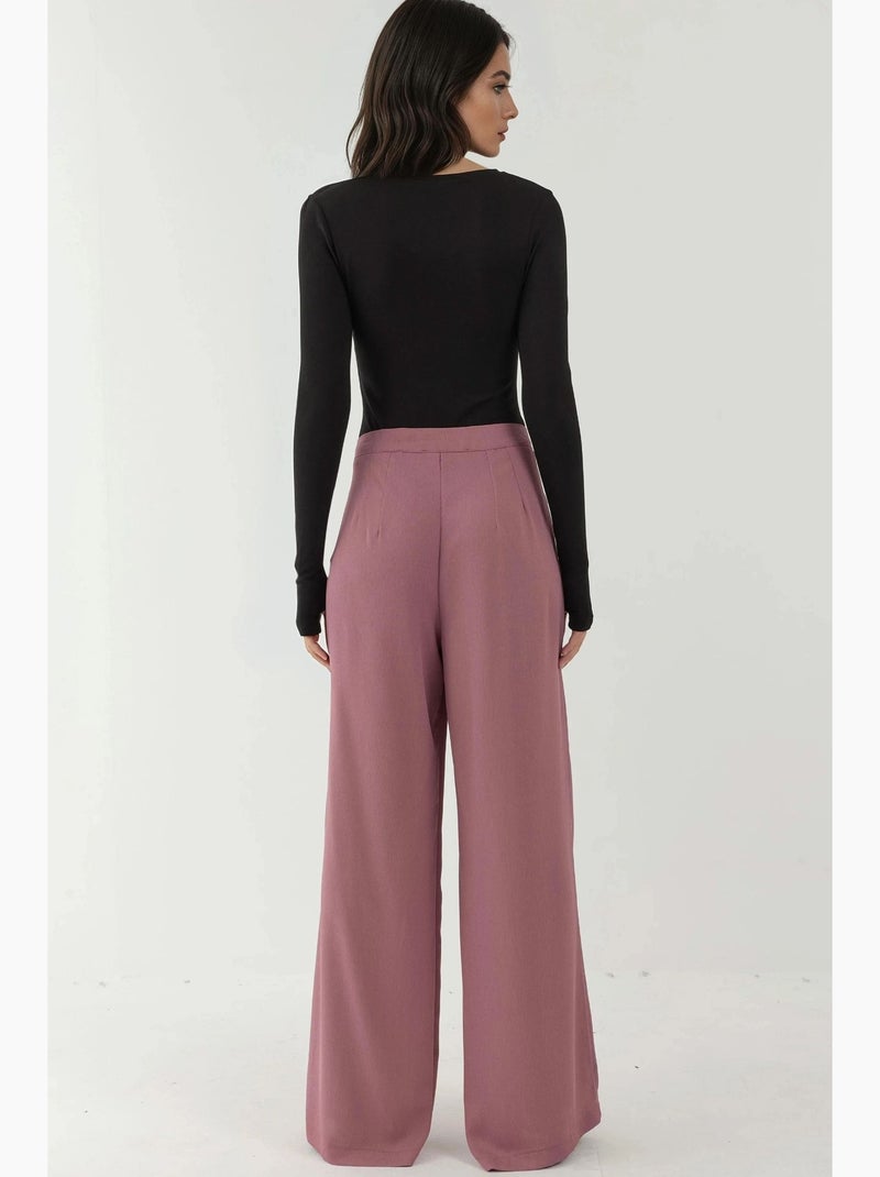 Pantalon palazzo à jambes larges et plissées hiccup Violet foncé - Kiabi