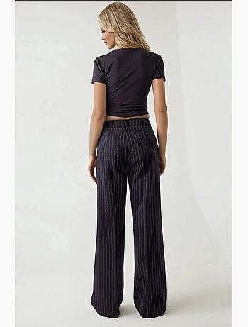 Pantalon palazzo à taille haute et jambes larges à rayures hiccup
